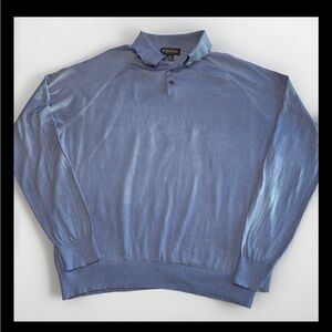 Brooks Brothers Sweater Mens XL Blue Silk Cashmere Cotton Blend Pullover EUC